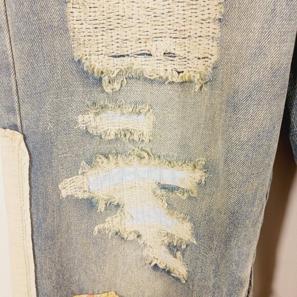 Oli & Hali Dawn Patchwork Wide Straight Jeans Size Small Mixed Media, Retro Edgy - Picture 10 of 16